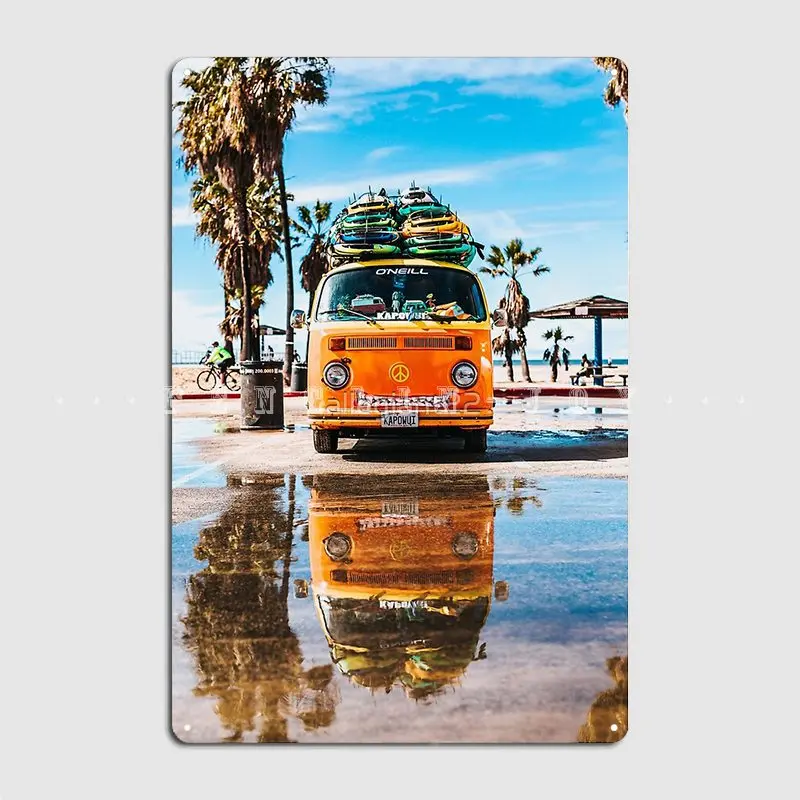 

Lovely Orange Bus Metal Sign Pub Home Design Plaques Tin Sign Poster