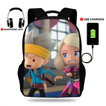 

Fashion Girls&Boys Canvas Laptop Backpack USB Charge Student Backpacks the snack world Print School Bag Teenagers Schoolbags