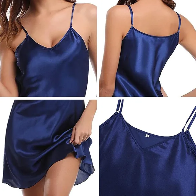 Oversize 3XL 4XL Women Satin Nightgown Lady Sexy Spaghetti Strap Sleeveless Sleepwear Nightwear 4
