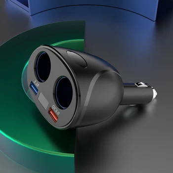 

QC 3.1A 3.0 Dual USB Car Charger Fast Charging Quick Charge Power Adapter With Double Cigarette Lighter Socket Splitter