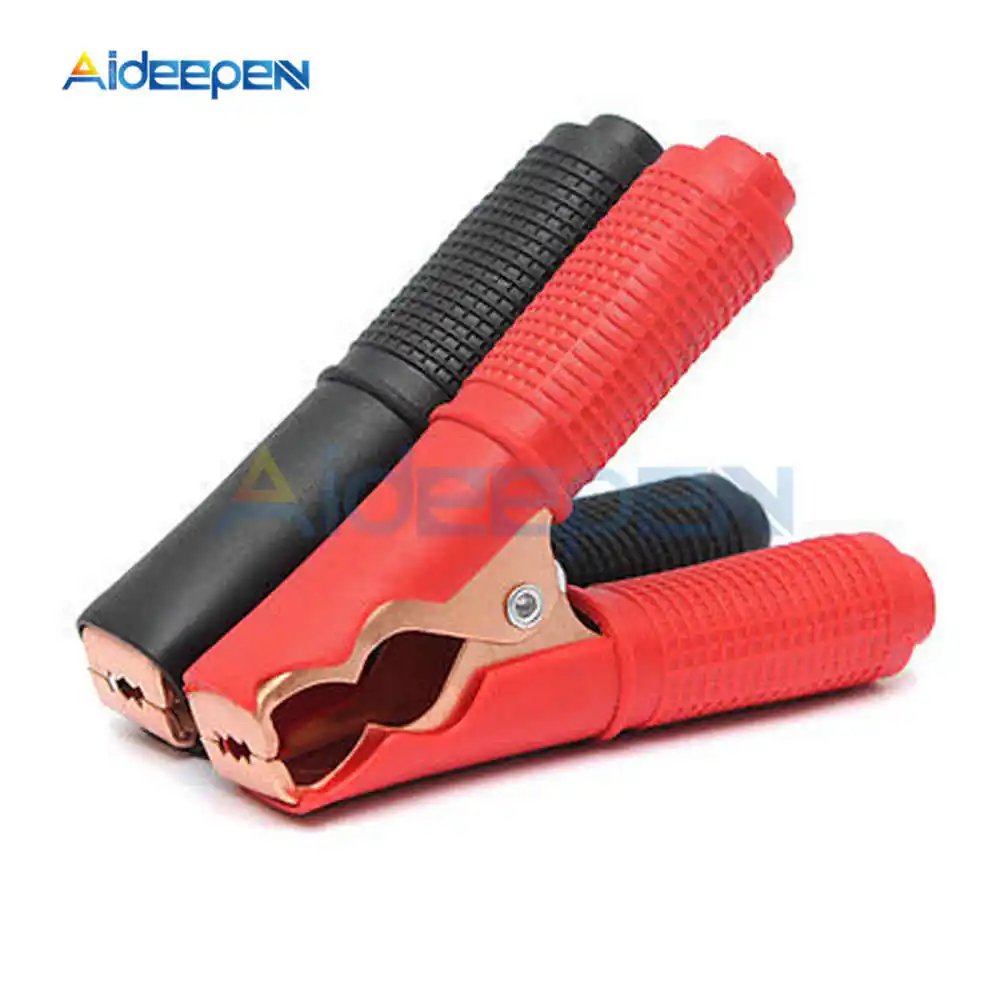 

2pcs Alligator Clips Car Battery Clamps Crocodile Clip 100A Red Black Pair Electrical Connection Battery Terminals Power Test