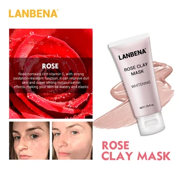 

LANBENA Rose Essence Mud Mask Moisturizing Nourishing Facial Mask Deep Cleaning Remove Grease Oil Control Pore Shrink Firming