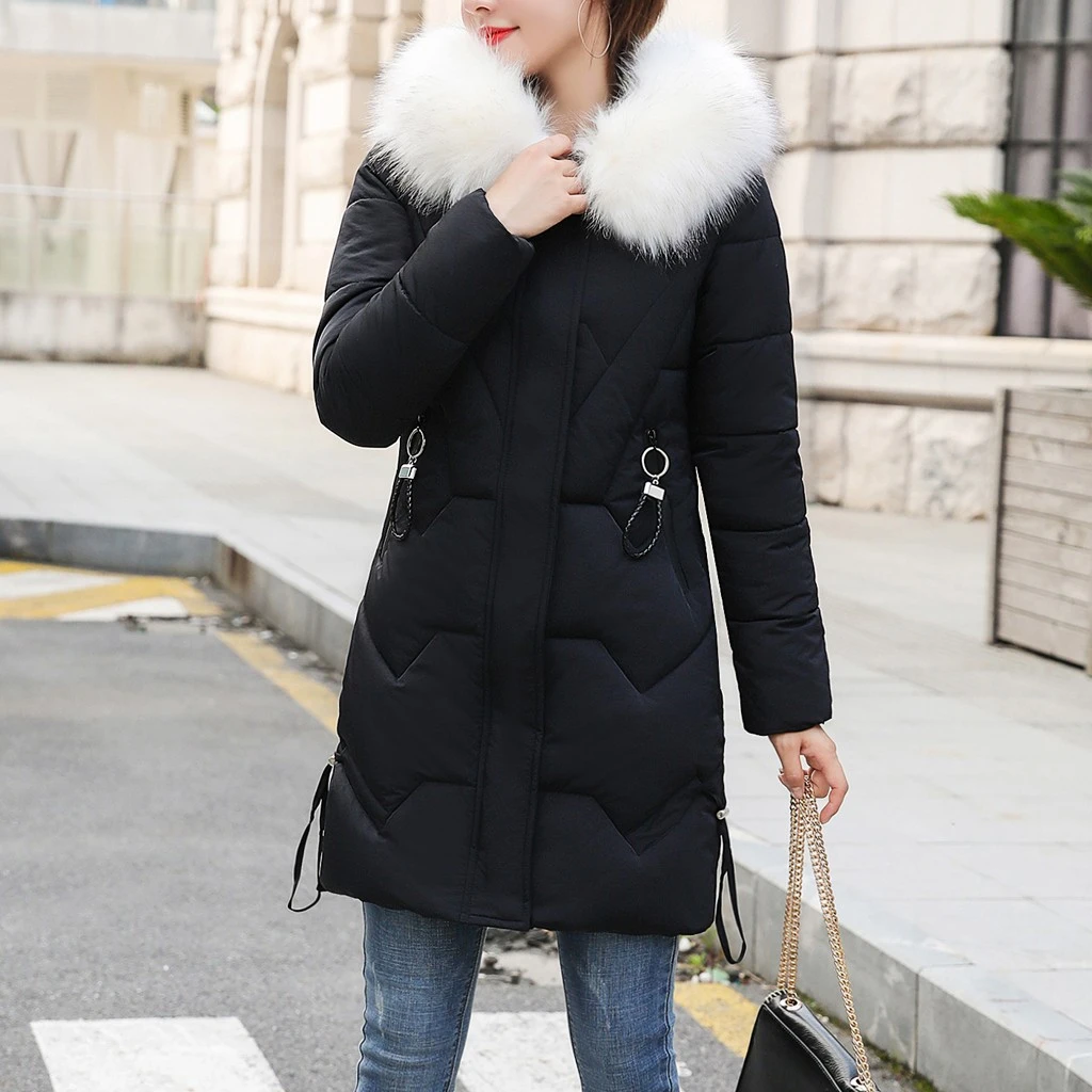 JAYCOSIN New Arrival Coats Parka Fashion Slim Women Winter Hooded Warm Coat Plus Size Thick Fur Cotton Padded Jacket Femal 924