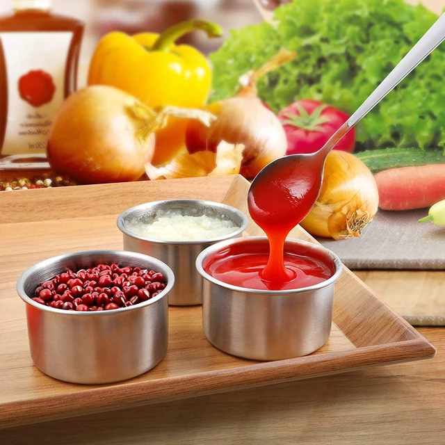 Stainless Steel Salad Dressing Containers Dips Condiment Sauce Mini Meal  Prep Tins Leakproof Silicone Lid for