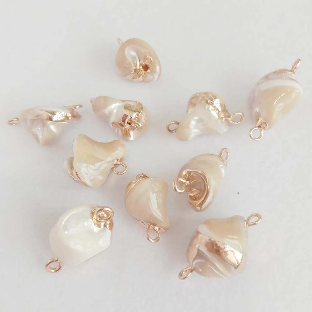 

5 PCS /LOT 100% sea-shell pearl with big baroque shape,pendant with 2 hanger ,DIY PEARL BEADS-12x22 mm nature colors