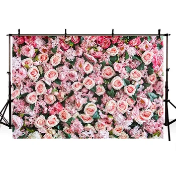 

DAWNKNOW Flower Vinyl Photography Background For Pink flowers are roses Shoot Backdrop For Wedding Photo Studio lv2570