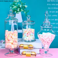 European Style Transparent Glass Food Candy Jar with Lid Decoration Household Glass Storage Jar Wedding Arrangement Decoration 1
