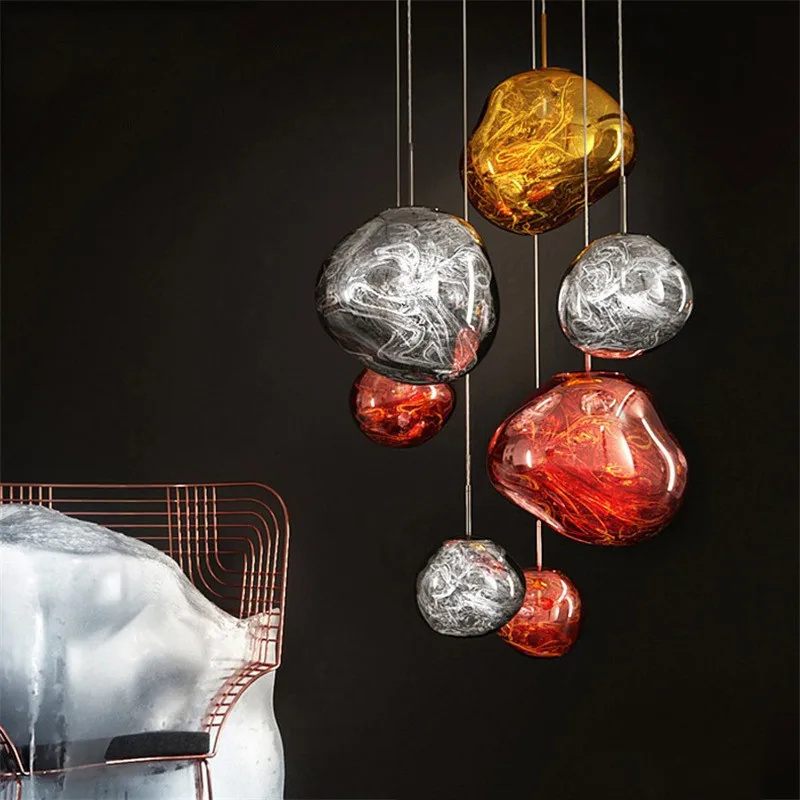 

Nordic LED Glass Pendant Lamps Melt Lava Hanging Lamp Kitchen Accessories Modern Hanging Ceiling Lamps Chandelier Lighting DIXON