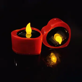 

6pcs Solar Energy LED Lights Flickering Electronic Candle Lamp Night Light Party Decoration (Red/White Shell, Warm White)