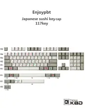 Enjoypbt sushi keycap japonês pbt sublimação 117 chave verde vermelho personalizado
