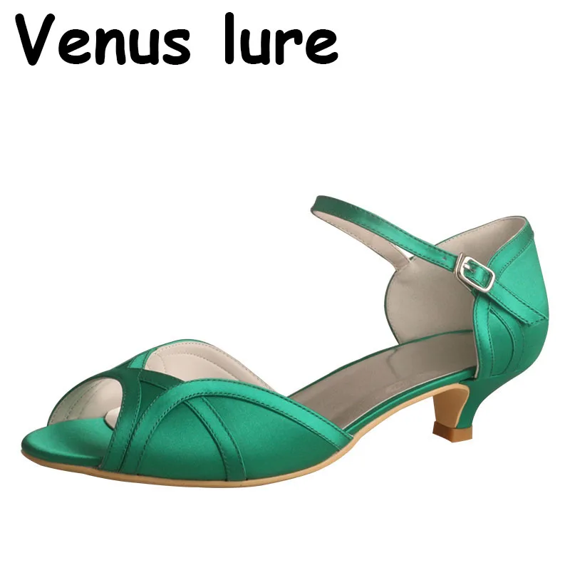 CustomHandmadeWomenShoesHeel45cmGreenShortHeelPartyWear