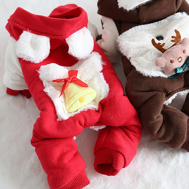 Рождественская Одежда для животных лося с капюшоном четырехногая Собака Куртка милые рождественские пальто для собаки теплое ветрозащитная куртка для собак