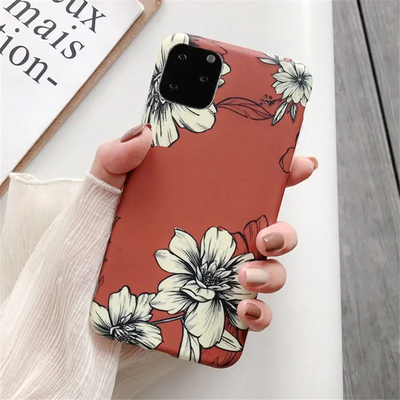 8592 Moskado ретро Красочный цветок чехол для телефона для iphone 11 Pro Max XR XS Max X 6 6S 7 8 Plus листья цветочные матовый мягкий IMD задняя крышка - Цвет: 8592