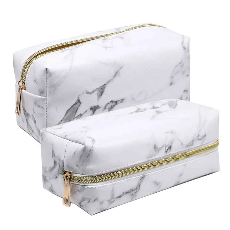 

Large Marble Pencil Case Leather Pen Box Big Makeup Bag For Girls Gift PU etui Office School Travel Supplies chancery penalty