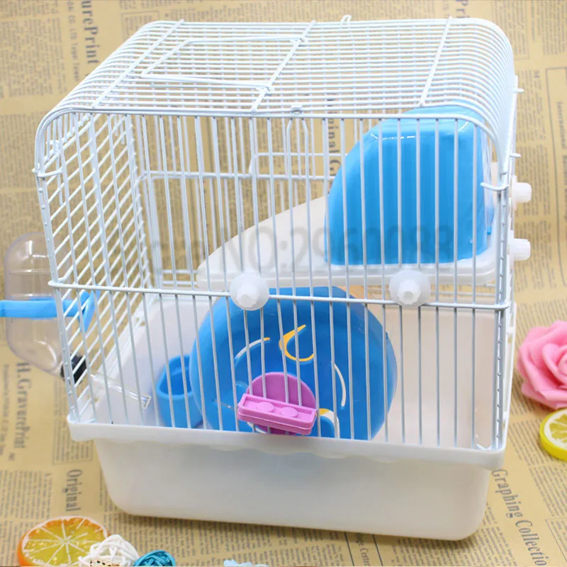 Девочки принцесса хомяк клетка игрушка для маленьких домашних животных клетка для путешествий замок кровать теплый дом мышь клетки аксессуары для домашних животных коврик - Цвет: blue
