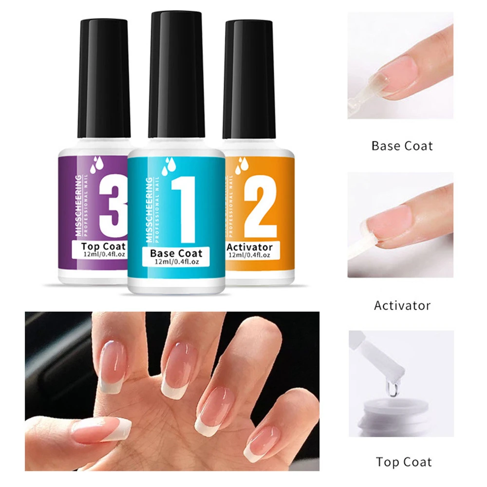 

12ml Dipping Nail Powder System Liquid Base Activator Top Brush Saver Nail Art Dip System Liquid No Need UV Lamp Cured