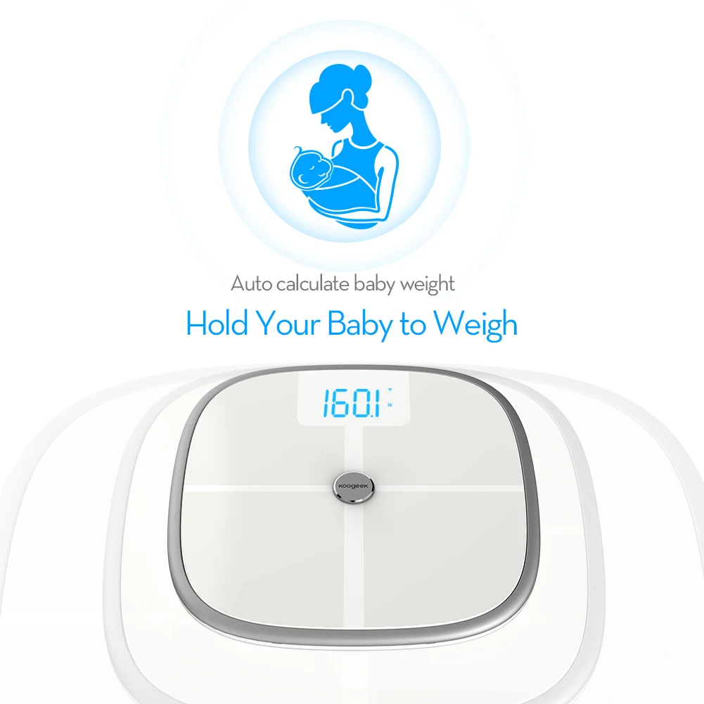 Koogeek FDA одобренные смарт-весы для здоровья Bluetooth Wi-Fi синхронизация измеряет мышечную кость массы BMR Висцеральный жир вес тела жир и т. Д