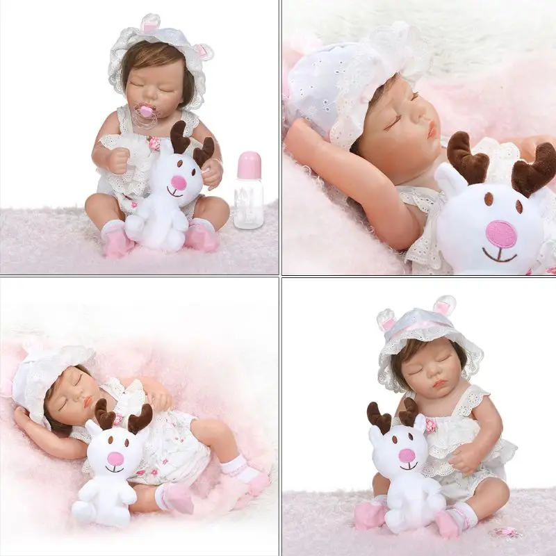 

48cm Sleeping Realistic Reborn Doll Soft Full Silicone Vinyl Newborn Babies Girl Lifelike Handmade Toy Children Birthday Gifts