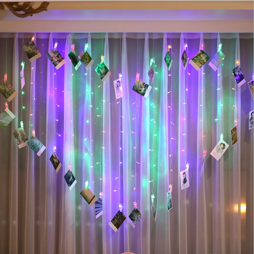 2x1,5 м 128LED в форме сердца фонарики гирлянда модные фотографии plug Powered лампа Рождество праздник свадьба украшение дома - Испускаемый цвет: Multicolor