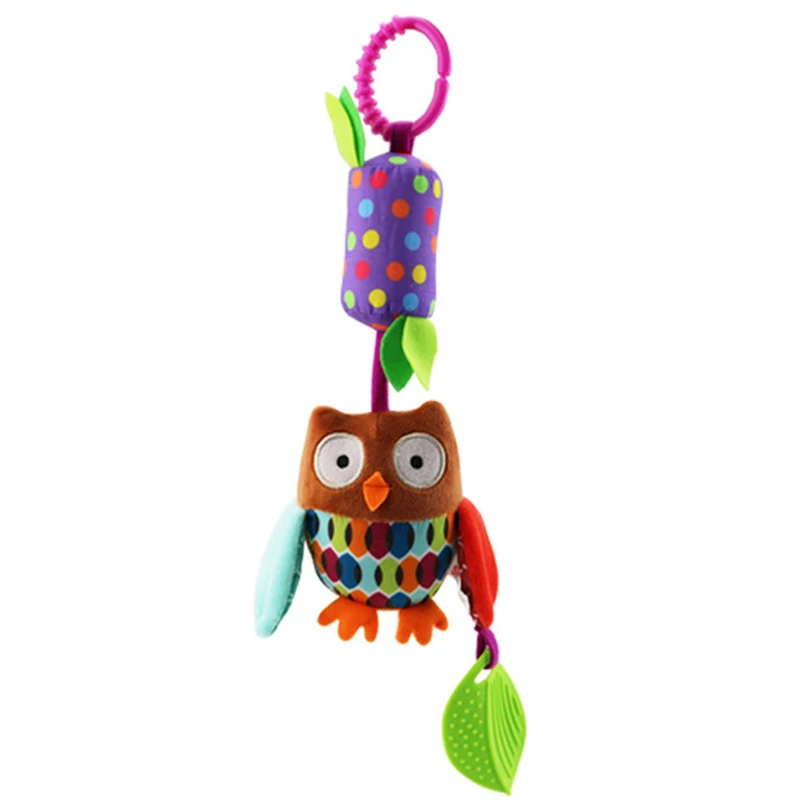Животное ветряной колокольчик кровать подвесной кулон в форме колокольчика с прорезывателем ветряной колокольчик автомобиль Развивающие погремушки и мобильные игрушки для новорожденных подарок для ребенка - Цвет: Owl 026