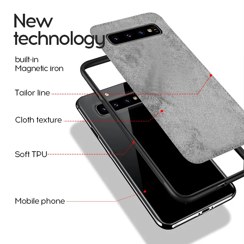 Роскошный Магнитный тканевый чехол для samsung Galaxy S8 S9 S10 Plus Note 8 Note 9 ультратонкий тканевый Мягкий силиконовый чехол s