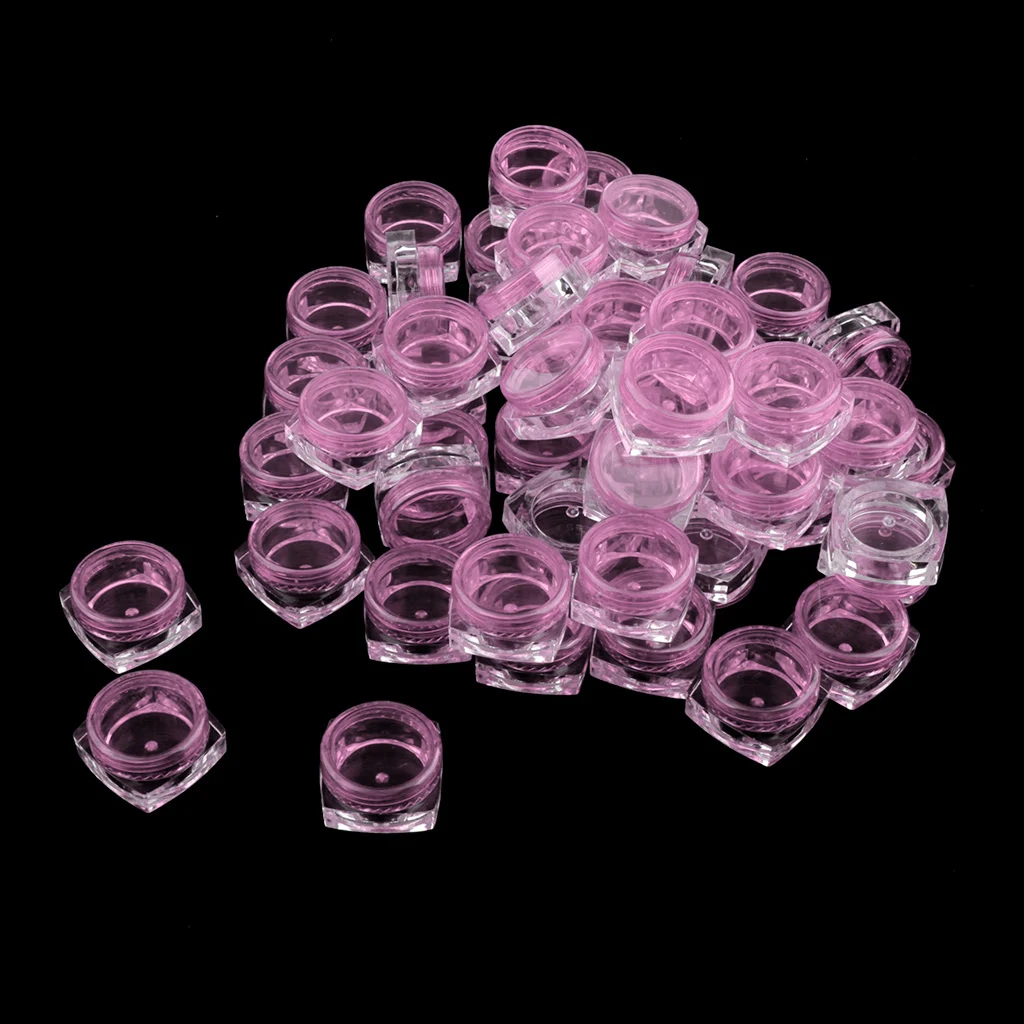 50 Pieces Square Pot Jars Plastic Cosmetic Containers Set with Lid for Liquid Creams Sample, 5 Gram, Travel Accessories