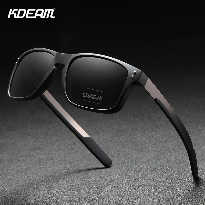 Kdeam Rectangular Polarized Sunglasses Men Outdoor Driving Sun Glasses Man Tr90 Flexible Frame Mix Stainless Steel Temple Men S Sunglasses Aliexpress