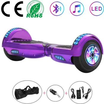 

Hoverboard 6.5 Inch Electric Scooter Purple Self Balance Scooter LED Whirlwind Two Wheels Balance Board Bluetooth+Remote Key+Bag