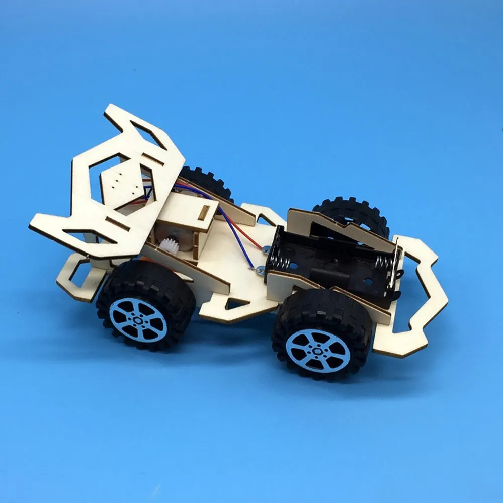 DIY Электрический древесины гоночный автомобиль в собранном виде головоломки научно-исследовательских игрушки для экспериментов DIY Kit Детские игрушки Ранние обучающие игрушки