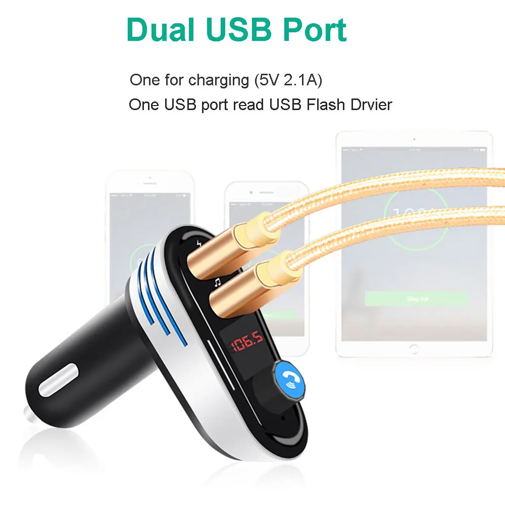 1 шт. Bluetooth Handsfree автомобильный комплект FM модулятор двойной USB зарядка fm-передатчик Bluetooth Автомобильный mp3 плеер