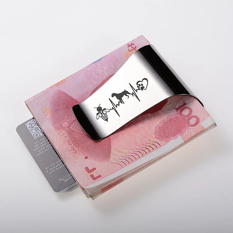 Lettering 3 Colors Men Money Clip Pocket Holder Wallet Bottle Opener Key Chain Cash Holder Tool Stainless Steel Belt Clip