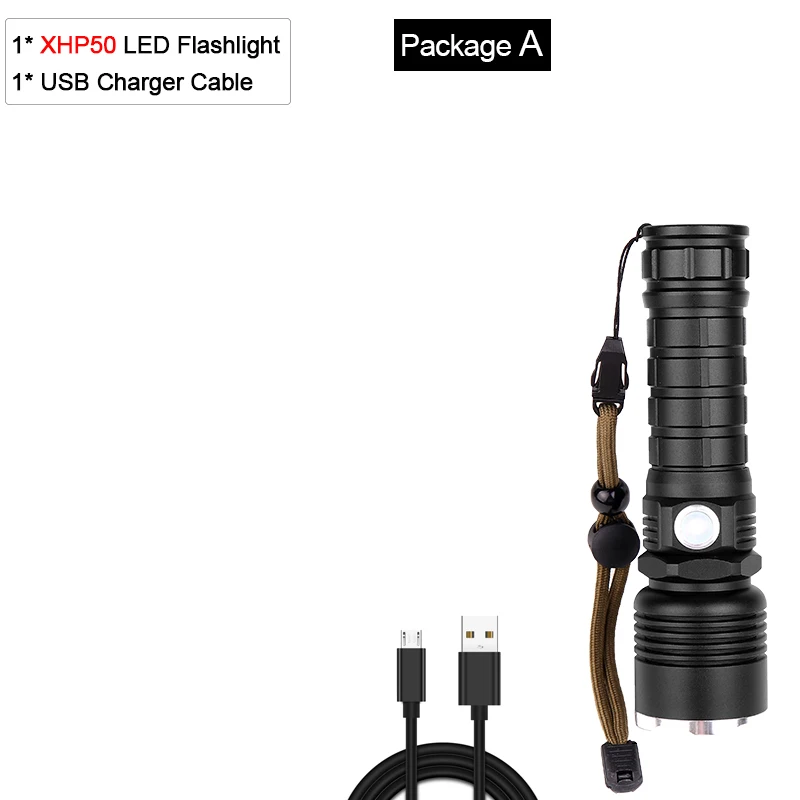 8000LM яркий светодиодный вспышка светильник XHP70.2 Xlamp Охота XHP50 Водонепроницаемый фонарь светильник Мощный светодиодный налобный фонарь Применение 18650 26650 Батарея - Испускаемый цвет: Package A