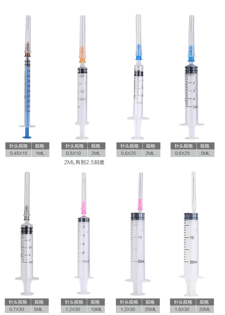 10 шт./партия, 1 мл, 2 мл, 5 мл, 10 мл, 20 мл, 30 мл, одноразовые медицинские шприцы для стерилизации, инъекция с игольчатой головкой