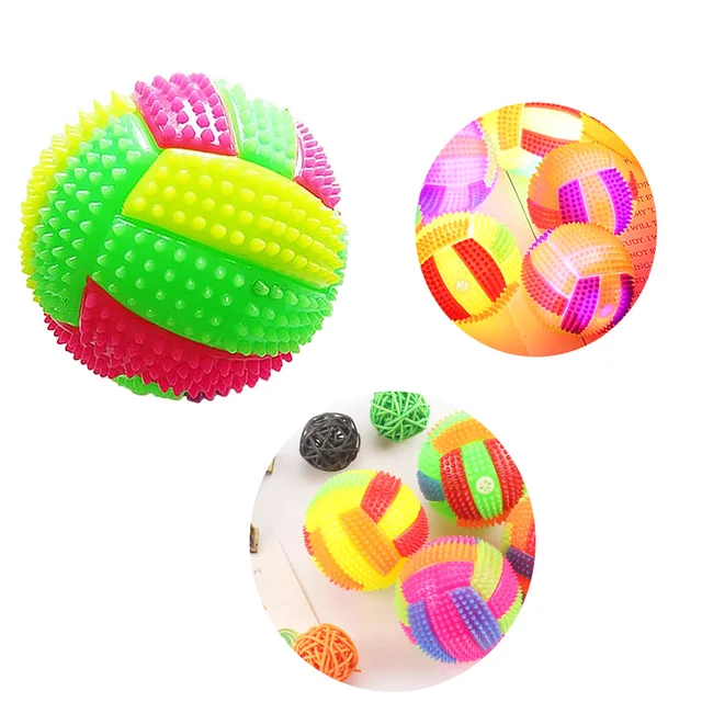 Spiky Massage Ball Dog Chew Bouncy Ball Soccer Ball Shaped with Flashing LED Light for Children Pet Toy 2
