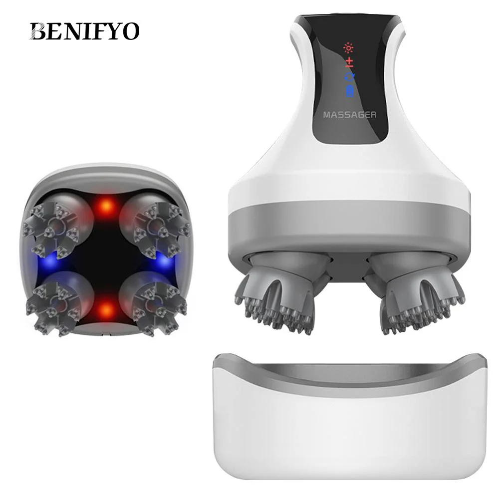 4D Electric Head Massager Waterproof Scalp Massage Prevent Hair Loss Wireless Body Neck Back Massager Health Care