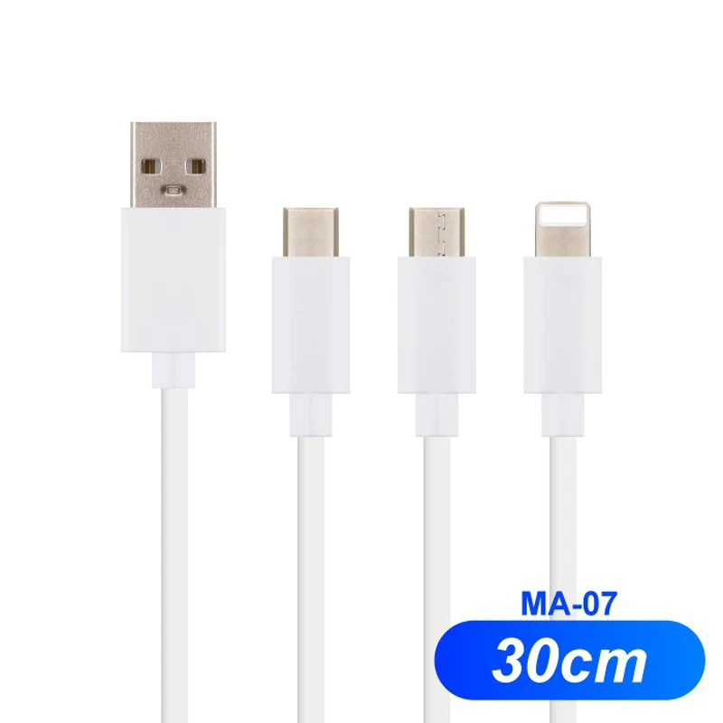 Short 9.84 inch PD 60W Cable Lighting Type-C Micro Fast Charger Cable for iPhone Samsun Xiaomi Charge Carregador Dock Station