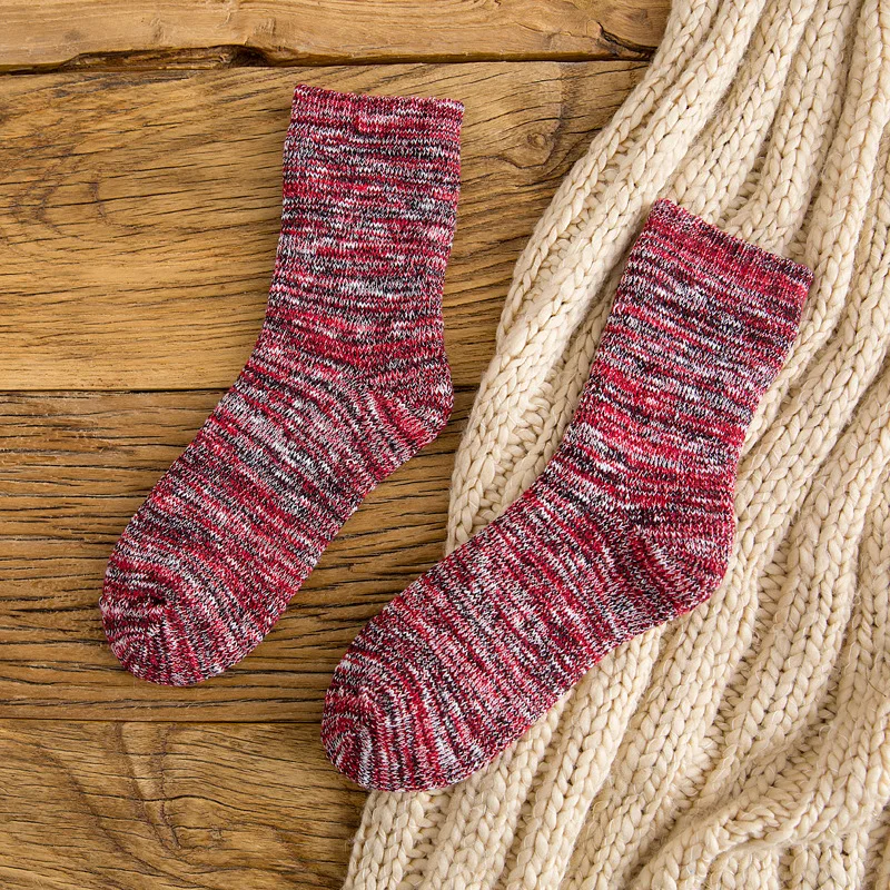 Jeseca New Autumn Winter Thicken Warm Socks Women Harajuku Vintage Streetwear Sock Cotton Solid Japanese Kawaii Girls Cute Sock - Цвет: red