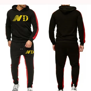 

2020 Winter Tracksuit Men's Set Splice Color Hoodie Vetement Homme Jogging Track Suit 2-Piece Hooded Sweatshirt+Pants Sportswear
