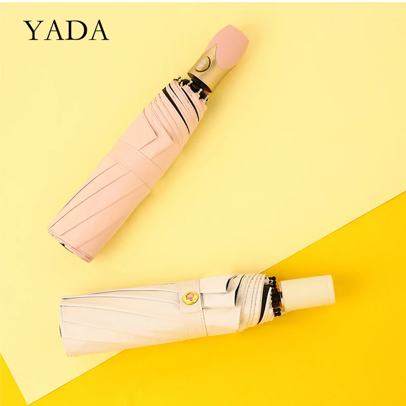 

YADA 2023 New Pure Business High Quality Folding Umbrellas Charms Rain UV Umbrella For Women Men Windproof Umbrellas YS200115