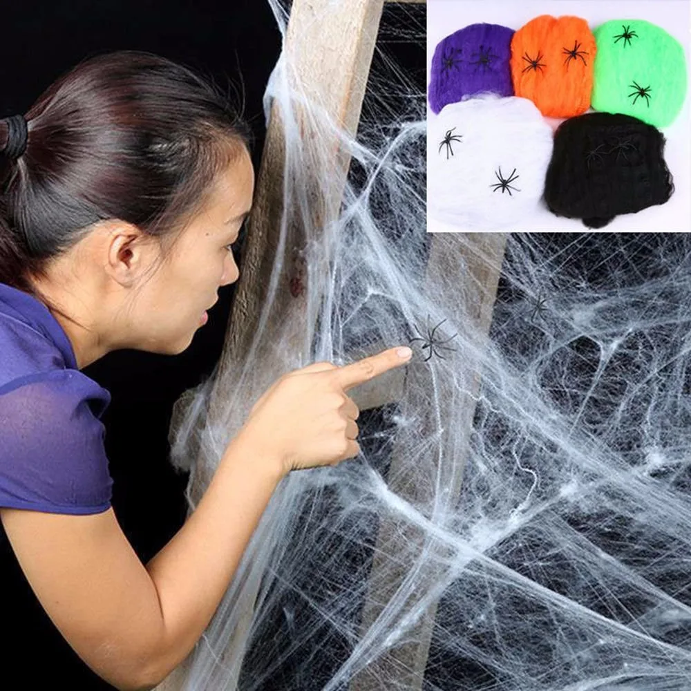 

Halloween Scary Party Scene Props Colorful Stretchy Cobweb Horror Home Bar Party Festival Decorations Haunted House