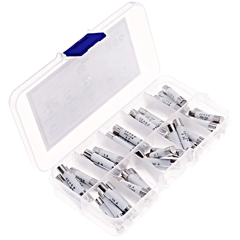 Ceramic Fuse 50pcs 5pcs Each Value 6mm x 30mm 250V Fast Blow Ceramic Fuse Assortment Kit 0.5A 1A 2A 3A 5A 10A 15A 20A 25A 30A