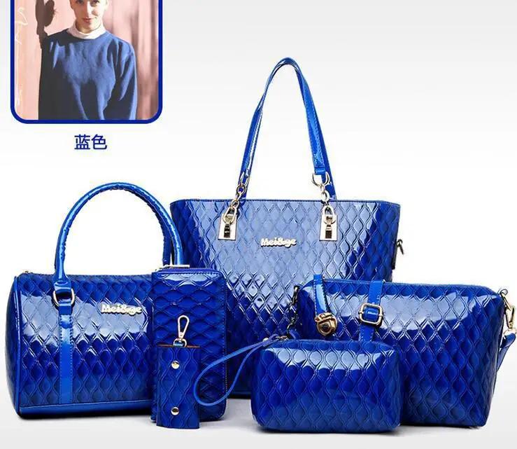 

New Style WOMEN'S Bag Scale Pattern Different Size Bags Six Pieces Set Western Style Shoulder Bag Handbag Oblique Bag
