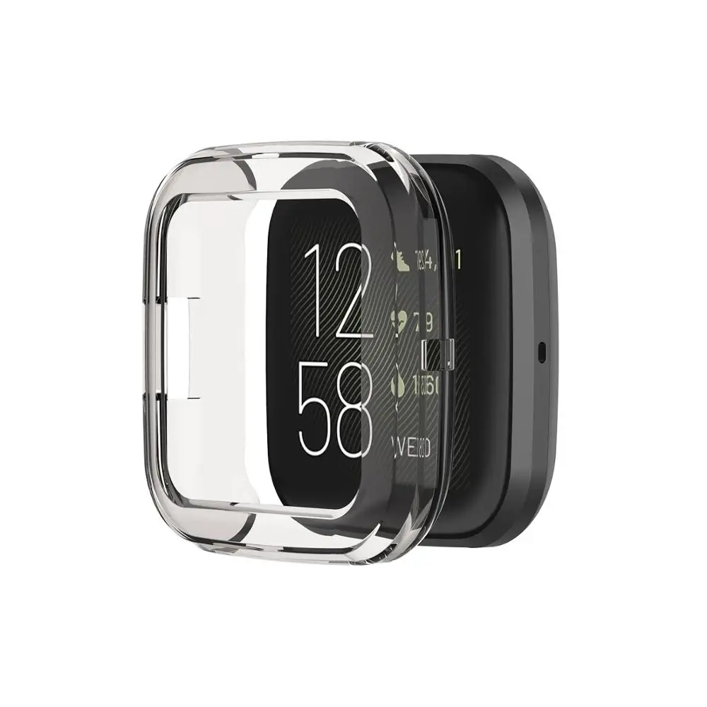 Gray Мягкий ТПУ прозрачный силикон чехол для Fitbit Versa 2 Smartwatch защитный корпус Versa2 сменные часы аксессуары - Цвет: Gray