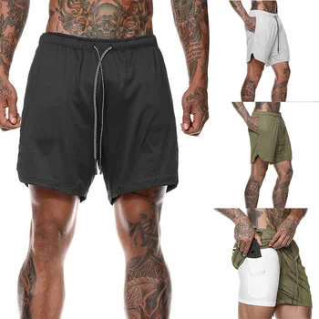 

2020 Hot Sell Summer Casual Shorts Men Plus Size Multicolor Double Layer Sports Trousers With Pockets Stylish Mens Breathable