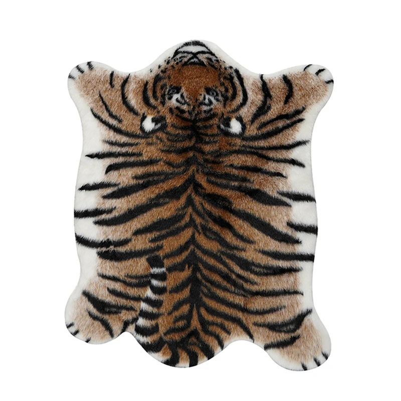 Tiger Print Rug Artificial Tiger Wool Faux Fur Skin Leather Bathroom