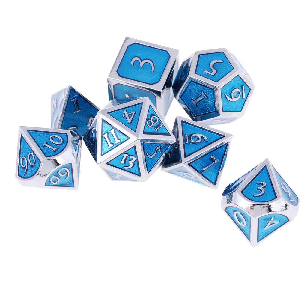 Board Gaming Dices Set of 7 Dice Poly Polyhedral Dice D4 D6 D8 D10 D12 D20 for Role Cup Player 