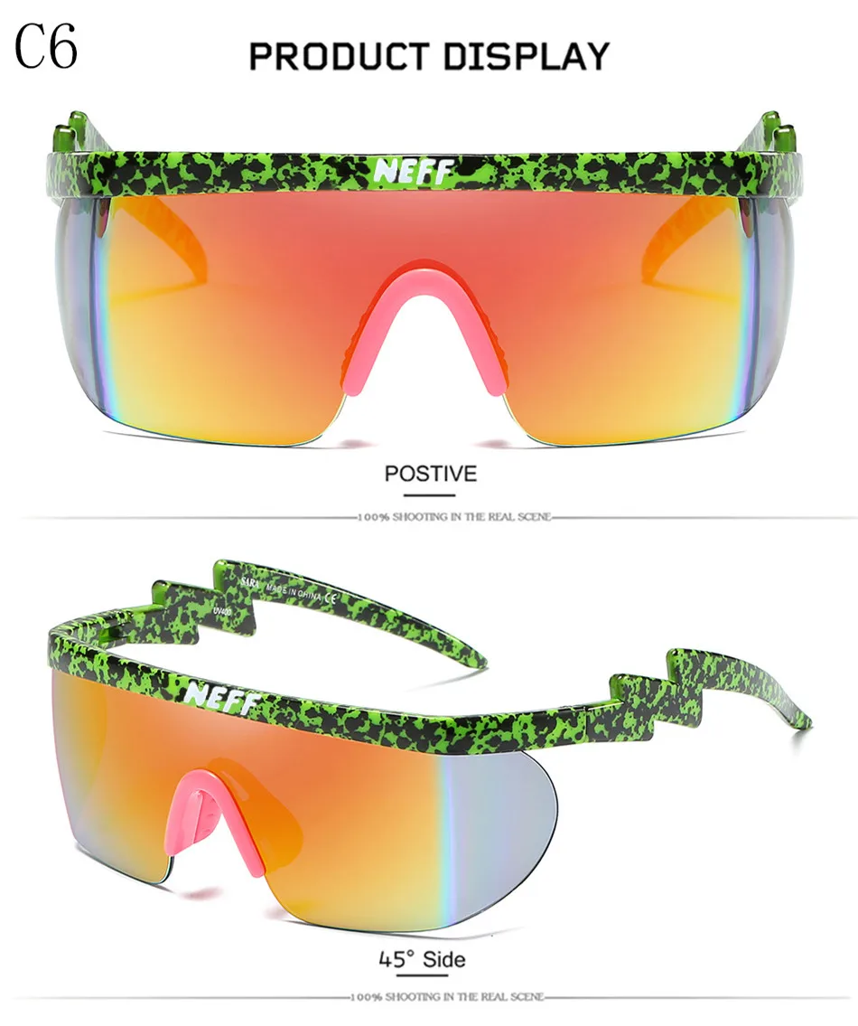 Kilig Neff солнцезащитные очки для мужчин и женщин, винтажные спортивные очки оверсайз с зажимом, защита от солнца UV40, солнцезащитные очки Lentes De Sol Mujer - Цвет линз: C6