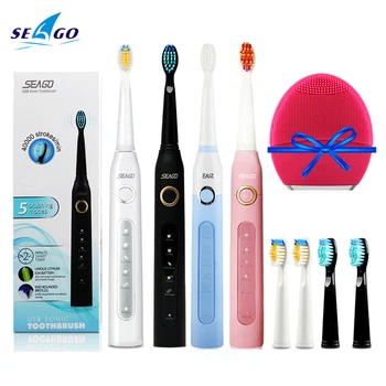 

Powerful Sonic Electric Toothbrush Adult Timer Teeth Whitening Brush 5mode USB Rechargeable Tooth Brush Head Replace Health Gift