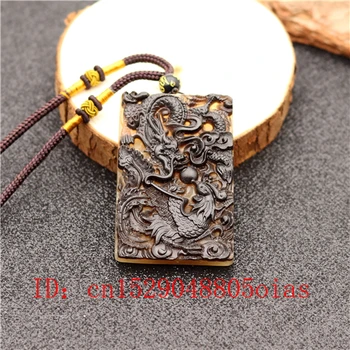 

Collectibles Ox Horn dragon Phoenix Pendant Necklace Fashion Accessories Charm Jewelry Carved Amulet Gifts for Women Men