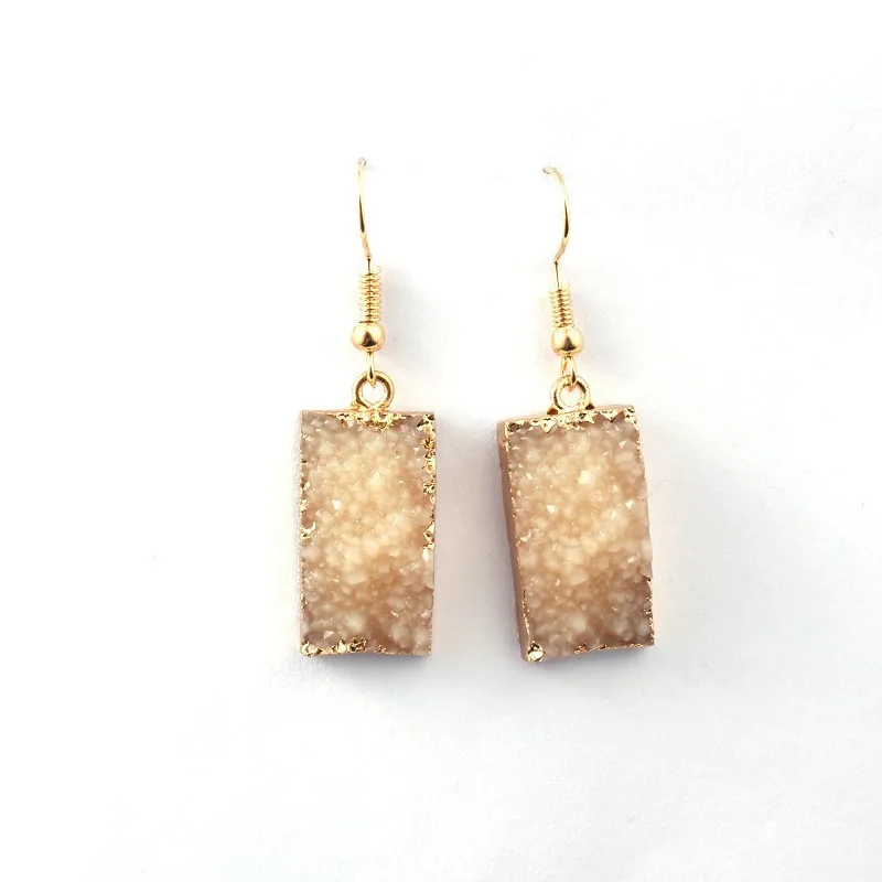 Bijoux Geometric Wedding Druzy Resin Earrings Drop Earrings For Women Jewelry Statement Pendientes Mujer Moda 2019 Ohrringe (4)